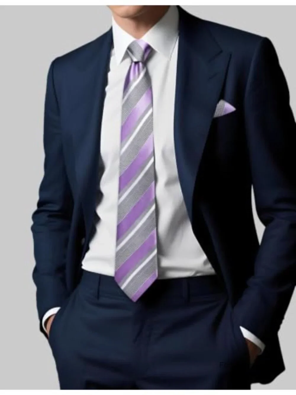 Men's Silk Blend Stripe Tie & Pocket Square Set Gift Box